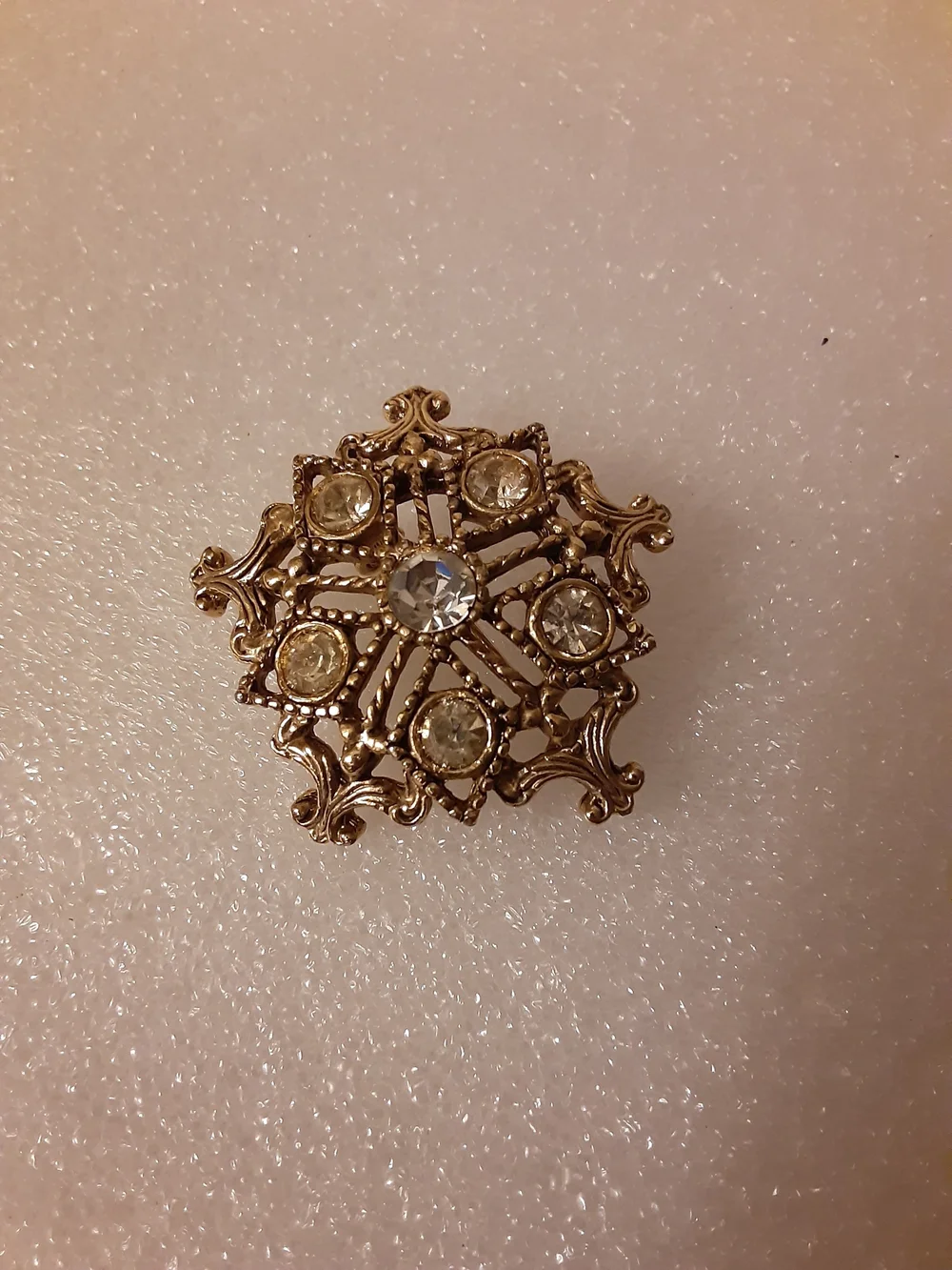 Gold-Tone Crystal Snowflake Brooch - Decorative Women's Jewelry